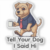 Funny Norfolk Terrier Dog Business Suit Coffee  Sticker (Voorkant)