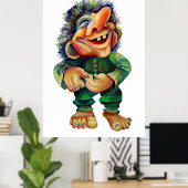 Funny Norse Troll Waterverf Illustratie Poster (Thuiskantoor)