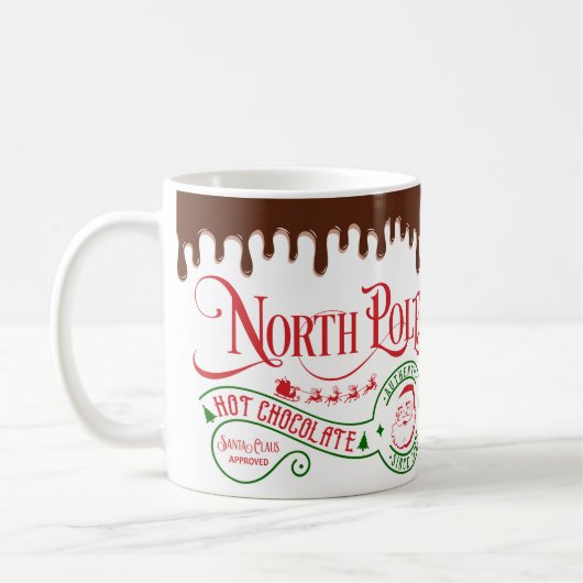 Funny North Pole Hot Chocolate met kerst Koffiemok (Links)