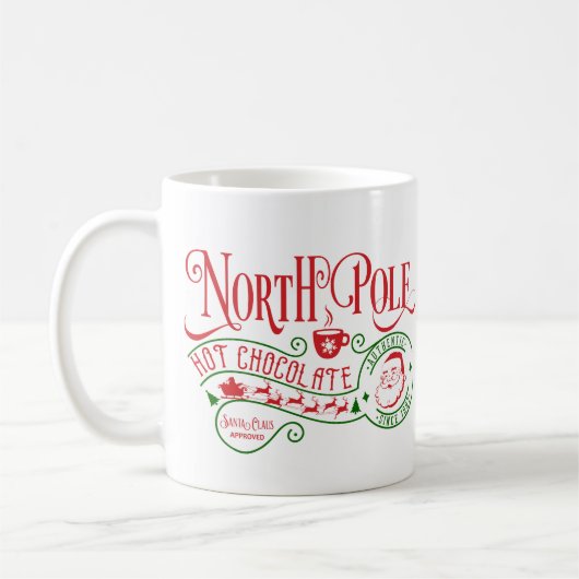 Funny North Pole Hot Chocolate met kerst Koffiemok (Links)
