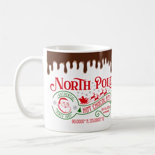 Funny North Pole Hot Chocolate met kerst Koffiemok (Links)