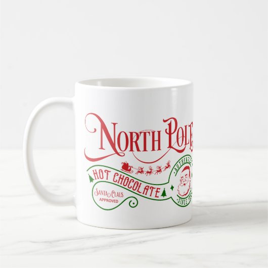 Funny North Pole Hot Chocolate met kerst Koffiemok (Links)