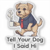 Funny Norwich Terrier Dog Business Suit Coffee  Sticker (Voorkant)