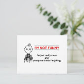 Funny "Not Funny" Sarcasm Briefkaart (Staand voorkant)