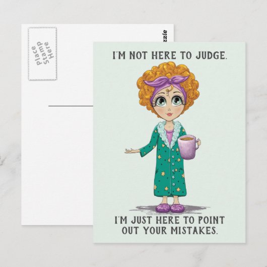 Funny not here to rechter briefkaart (Voorkant / Achterkant)