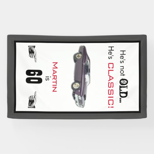 Funny not Old Classic Car 60th Birthday Spandoek (Horizontaal)