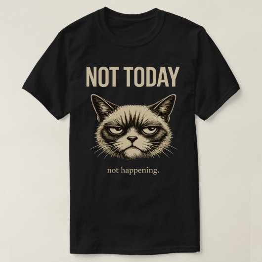 Funny Not Today Cat Minimalist Sarcastic T-Shirt (Design voorkant)