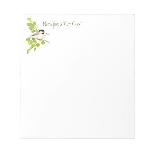 Funny Notes van Cute Chick, Chickadee, bird Notitieblok (Voorkant)