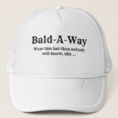 Funny Novelty BALD-A-WAY Trucker Pet (Voorkant)