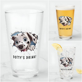 Funny Novelty Cartoon Dalmatisch Glas Korte naam