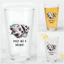 Funny Novelty Cartoon Dalmatische Glas Lange Naam