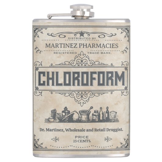 Funny Novelty  Chloroform All Custom Text Heupfles (Voorkant)