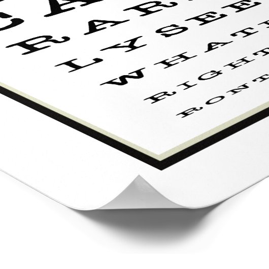 Funny Novelty Eye Test Chart Typografie Poster (Hoek)