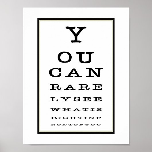 Funny Novelty Eye Test Chart Typografie Poster (Voorkant)