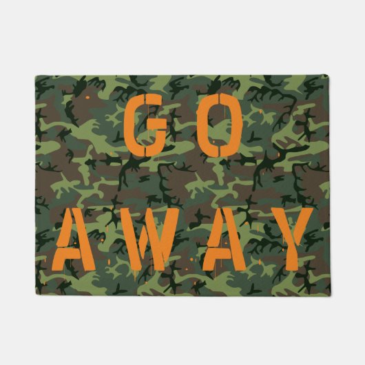 Funny Novelty Go Away Camouflage and Hunter Oranje Deurmat (Voorkant)