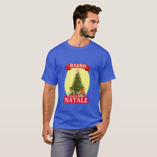 Funny Novelty Kerstmis BABBO NATALE T-Shirt (Voorkant volledig)
