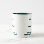 Funny Novelty Mok- shhh, bijna, nu mag je praten Tweekleurige Koffiemok (Center)