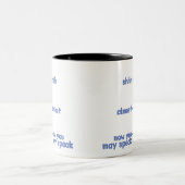 Funny Novelty Mok- shhh, bijna, nu mag je praten Tweekleurige Koffiemok (Center)