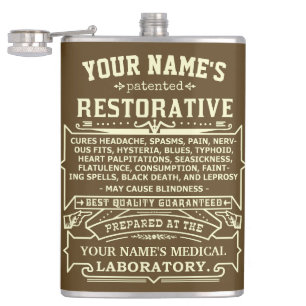 Funny Novelty Personalized Cure-All Vintage 3 Heupfles