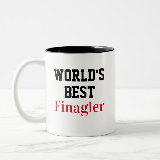 Funny Novelty WORLD'S BESTE FINAGLER Tweekleurige Koffiemok (Links)