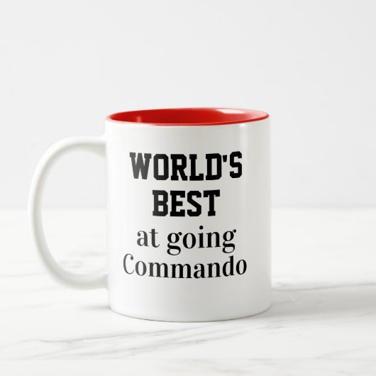 Funny Novelty WORLD'S BESTE GOEDE COMMANDO Tweekleurige Koffiemok (Links)