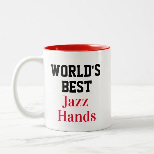 Funny Novelty WORLD'S BESTE JAZZ HANDEN Tweekleurige Koffiemok (Links)