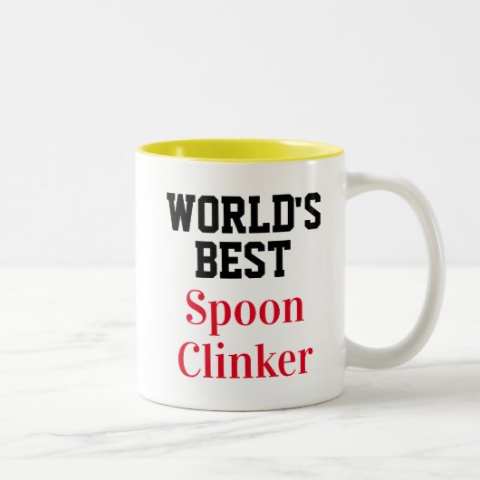 Funny Novelty WORLD'S BESTE SPOON CLINKER Tweekleurige Koffiemok (Rechts)