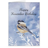 Funny November Birthday Winter Chickadee Bird (Voorkant)