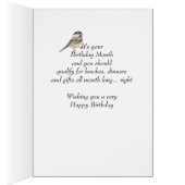 Funny November Birthday Winter Chickadee Bird (Binnen (Rechts))