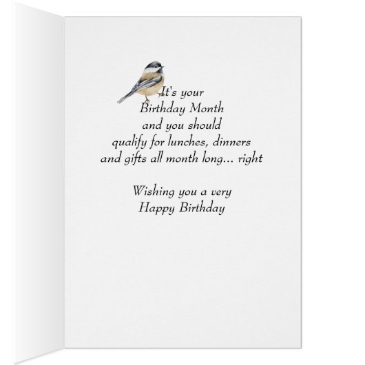 Funny November Birthday Winter Chickadee Bird (Binnen (Rechts))