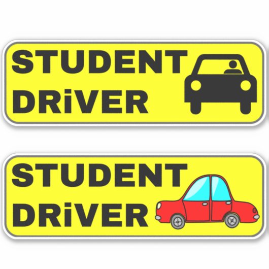 Funny Novice Student Driver Stickers voor Auto's (Voorkant)