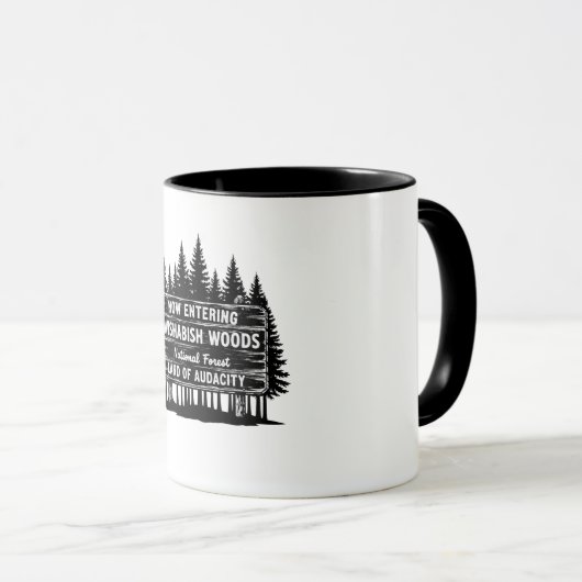 Funny Now Entering I Wishabish Woods Forest Audaci Mok (Voorkant rechts)