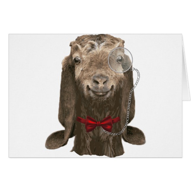 Funny Nubian Goat met monocle (Voorkant Horizontaal)
