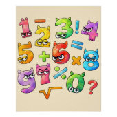 Funny Numbers Maths Poster for Kids UK Classroom (Voorkant)