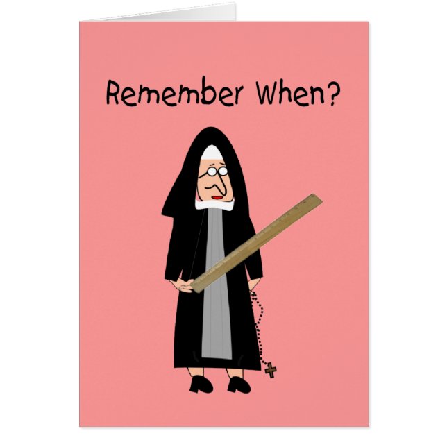 Funny Nun Cards: Nuns Carried Rulers" (Voorkant)