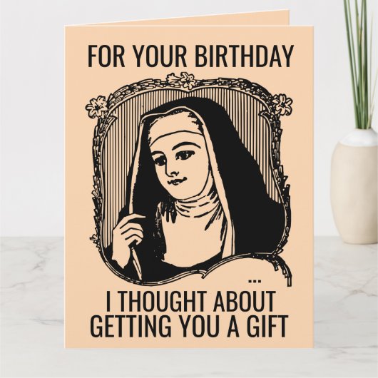 FUNNY NUN CATHOLIC BIRTHDAY BIG WENSKAART KAART (Voorkant)