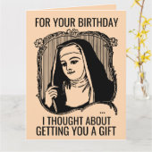 FUNNY NUN CATHOLIC BIRTHDAY BIG WENSKAART KAART (Gele Bloem)