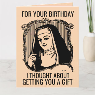 FUNNY NUN CATHOLIC BIRTHDAY BIG WENSKAART KAART