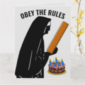 FUNNY NUN CATHOLIC BIRTHDAY OBEY WENSKAARTEN KAART (Gele Bloem)