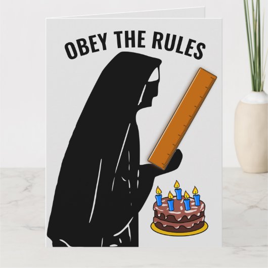 FUNNY NUN CATHOLIC BIRTHDAY OBEY WENSKAARTEN KAART (Voorkant)