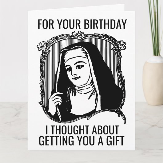 FUNNY NUN CATHOLIC BIRTHDAY WENSKAART KAART (Voorkant)