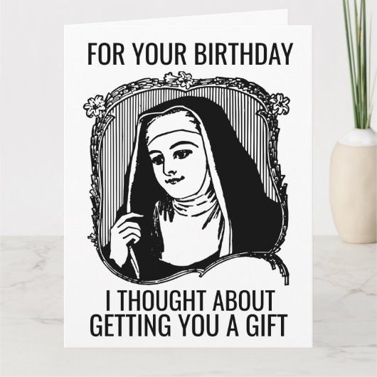 FUNNY NUN CATHOLIC BIRTHDAY WENSKAART KAART (Voorkant)