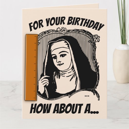 FUNNY NUN CATHOLIC BIRTHDAY WENSKAART KAART (Voorkant)