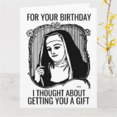 FUNNY NUN CATHOLIC BIRTHDAY WENSKAART KAART (Gele Bloem)