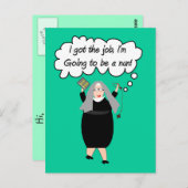 Funny Nun-kaarten "Ik heb de baan!" (Gail Gabel) Briefkaart (Voorkant / Achterkant)