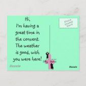 Funny Nun-kaarten "Ik heb de baan!" (Gail Gabel) Briefkaart (Achterkant)