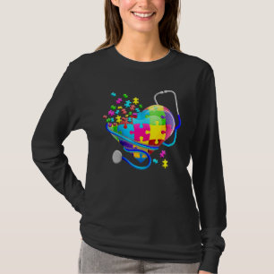 Funny Nurse Autism Puzzle Stethoscope Heart 1 T-shirt