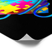 Funny Nurse Autism Puzzle Stethoscope Heart T-Shir Poster (Hoek)