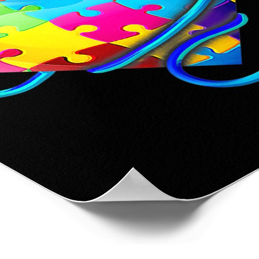 Funny Nurse Autism Puzzle Stethoscope Heart T-Shir Poster (Hoek)