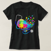 Funny Nurse Autism Puzzle Stethoscope Heart T-Shir T-shirt (Design voorkant)